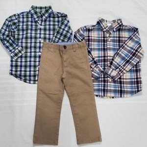 Janie and Jack Boys Bundle Pant and 2 Button Down Shirts